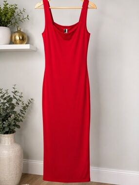 Uptown Red Bodycon Midi Dress – Size Large